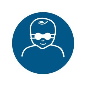 ISO 7010 - M025 - Ondoorzichtige bril voor baby's / kinderen verplicht