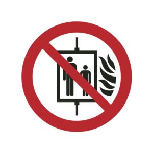 ISO 7010 - P020 - Lift verboden te gebruiken bij brand