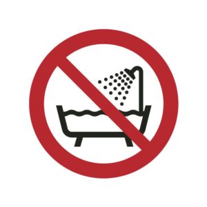 ISO 7010 - P026 - Apparaat niet in bad of douche gebruiken