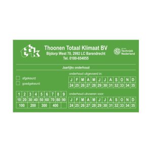 Keuringssticker met eigen logo - Jaarlijks onderhoud