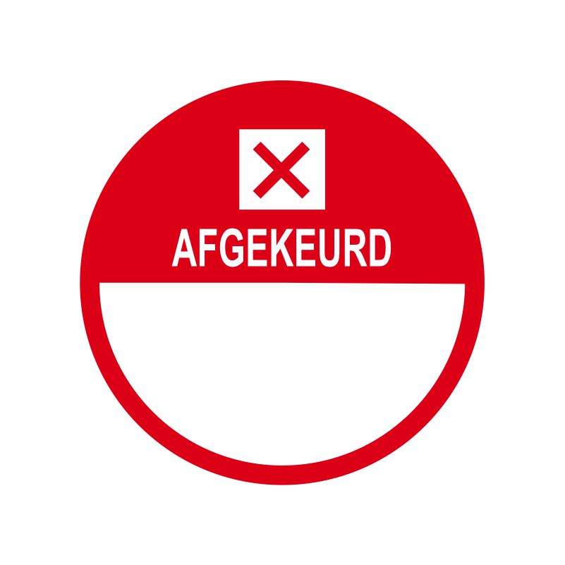 Keuringssticker met witruimte - Afgekeurd